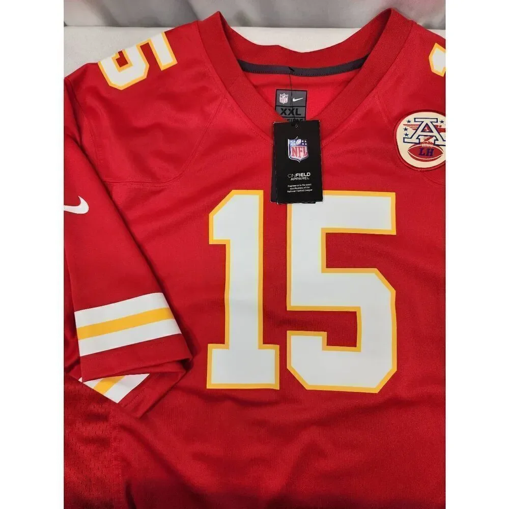 Nike NFL Kansas City Chiefs #15 Patrick Mahomes Red Game Jersey Mens 2XL Patch